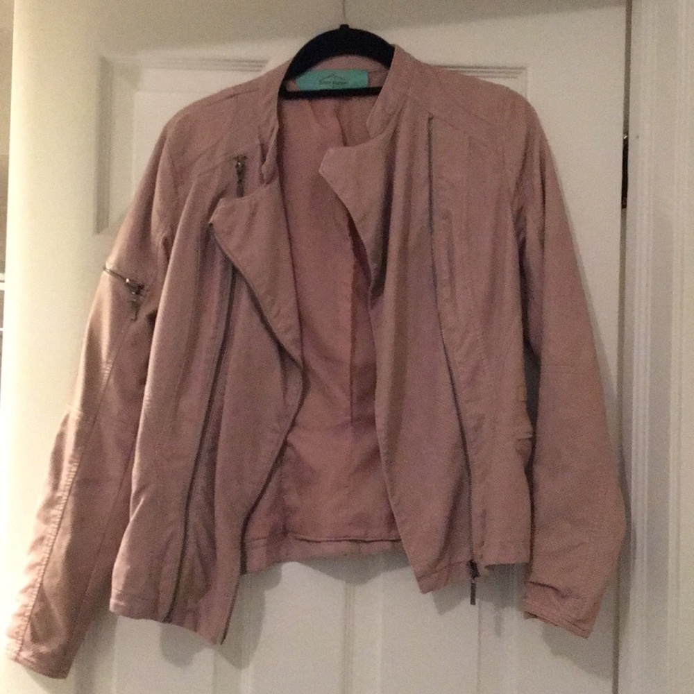 Light pink Haute Hanger vegan leather jacket